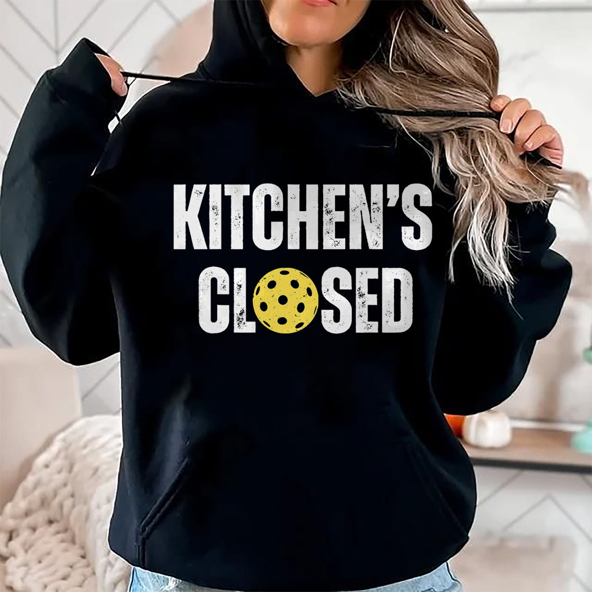 Funny Pickleball Shirt, Pickleball Lover Unisex T-Shirt/Hoodie/Sweatshirt HLT00 - Pickleball Kitchen is Closed Pickleball Net Closed T-Shirt