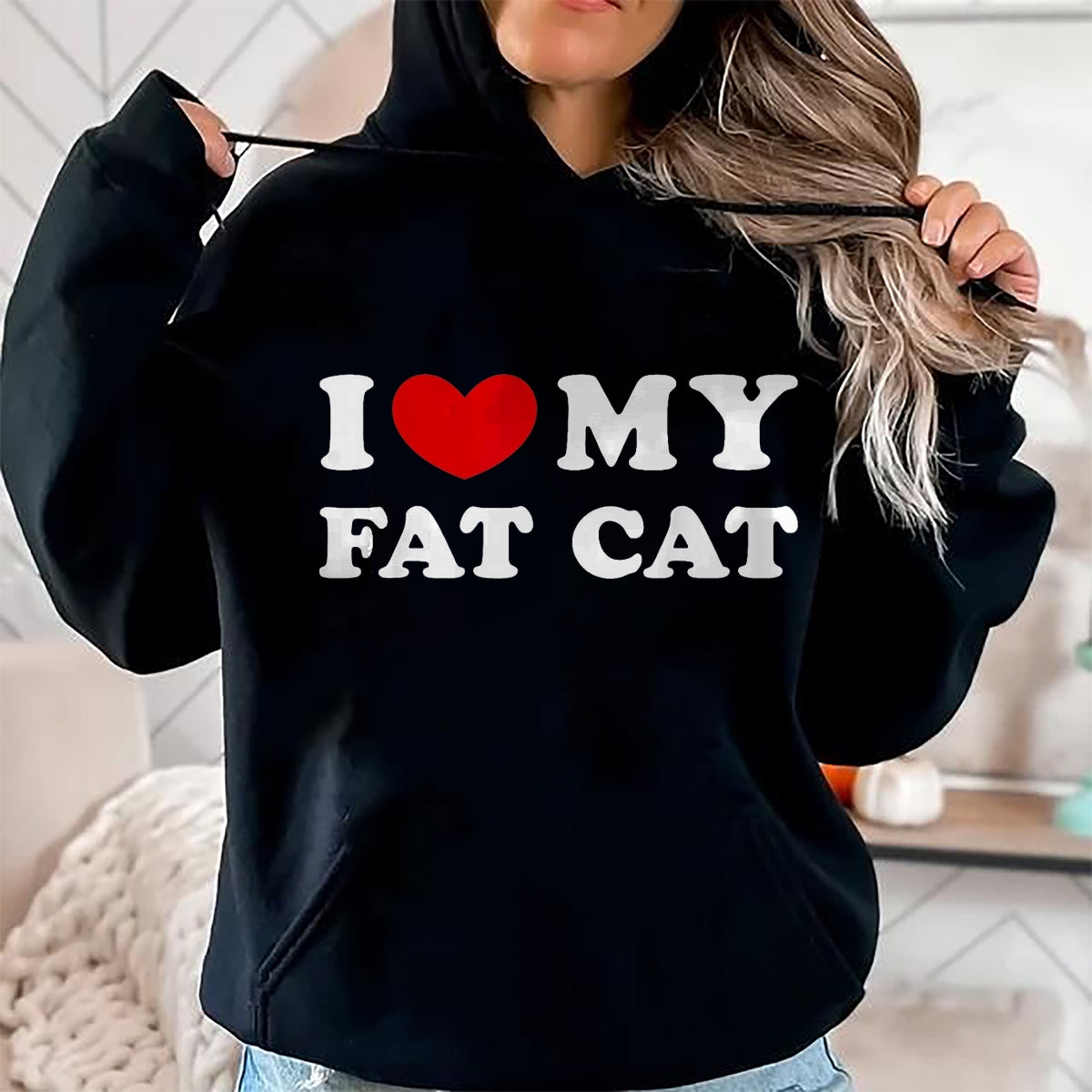 Cat Love Shirt, Funny Cat Lover Gift UnisexT-Shirt/Hoodie/Sweatshirt HLT00 - I Love My Fat Cat, I Heart My Fat Cat T-Shirt, Youth, Black, Medium