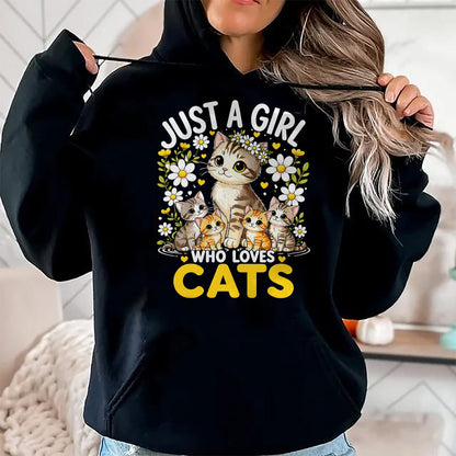 Cat Love Shirt, Funny Cat Lover Gift UnisexT-Shirt/Hoodie/Sweatshirt HLT00 - Cute Cat Lover Just A Girl Who Loves Cats T-Shirt (1)