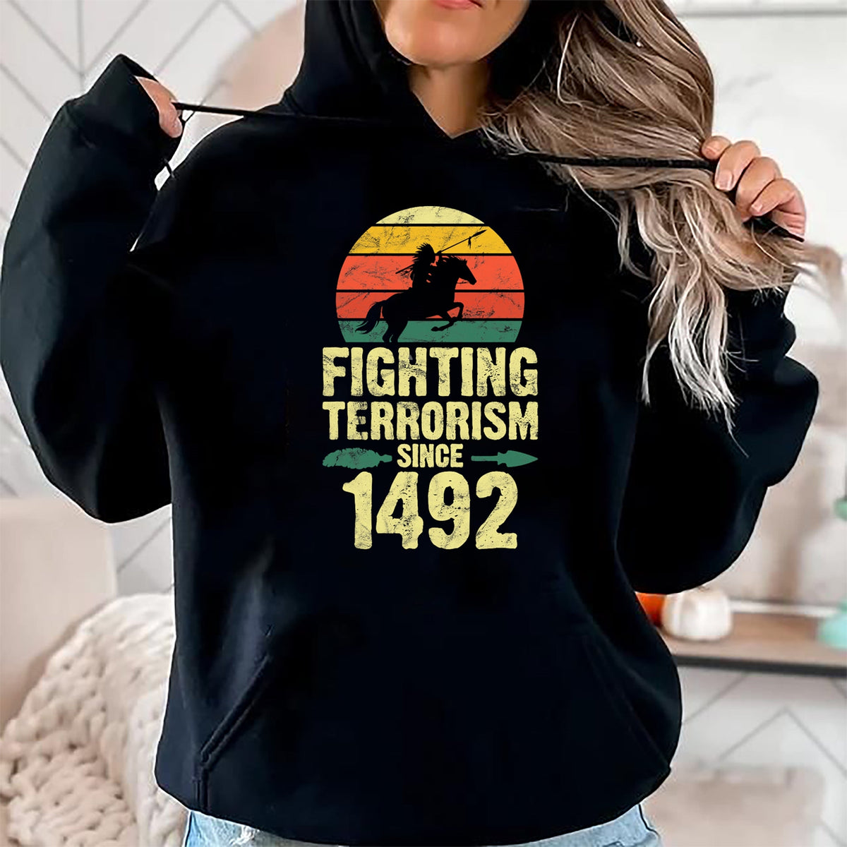 Native American T-Shirts, Vintage Native American Unisex T-Shirt/Hoodie/Sweatshirt HLT00 - Fighting Terrorism Since 1492 Native American indian