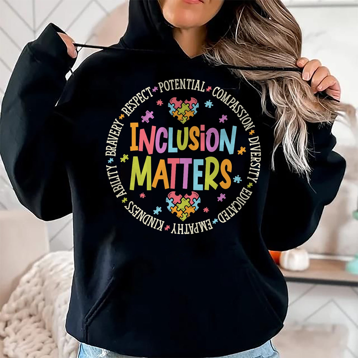 Best Teacher Shirt, Funny Teacher UnisexT-Shirt/Hoodie/Sweatshirt HLT00 - Inclusion Matters Autism Special Education Teacher Kindness T-Shirt