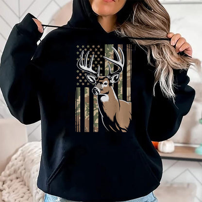 Funny Hunting Shirt, Gift For Hunting Lover Unisex T-Shirt/Hoodie/Sweatshirt HLT00 - Men Boy Camo Deer Hunting American Flag Whitetail Buck Youth T-Shirt