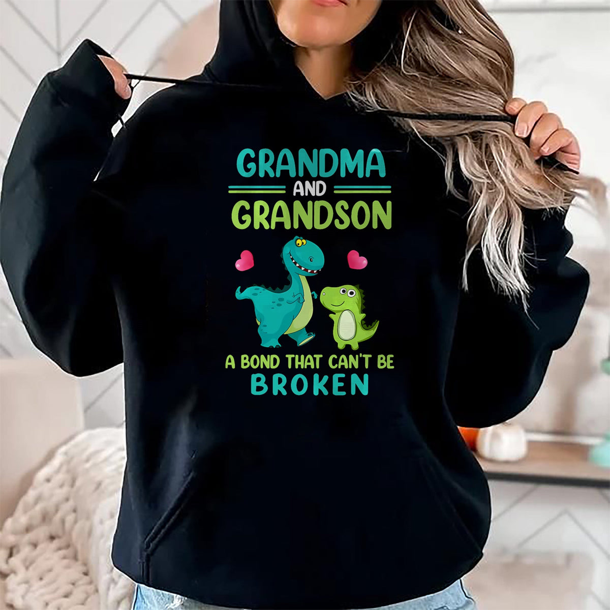 Best Grandma Shirt, Proud Grandma Unisex T-Shirt/Hoodie/Sweatshirt HLT00 - Grandma And Grandson A Bond That Can't Be Broken Dinosaur T-Shirt