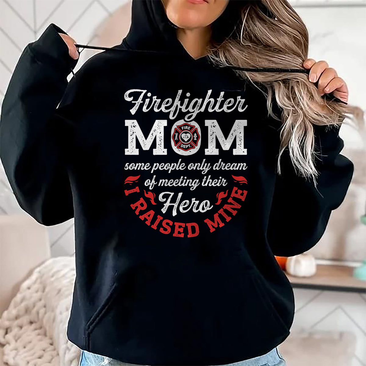Gift for Mom Shirt, Funny Mom Unisex T-Shirt/Hoodie/Sweatshirt HLT00 - Firefighter Mom Firewoman Proud Moms Mother_s Day Vintage T-Shirt
