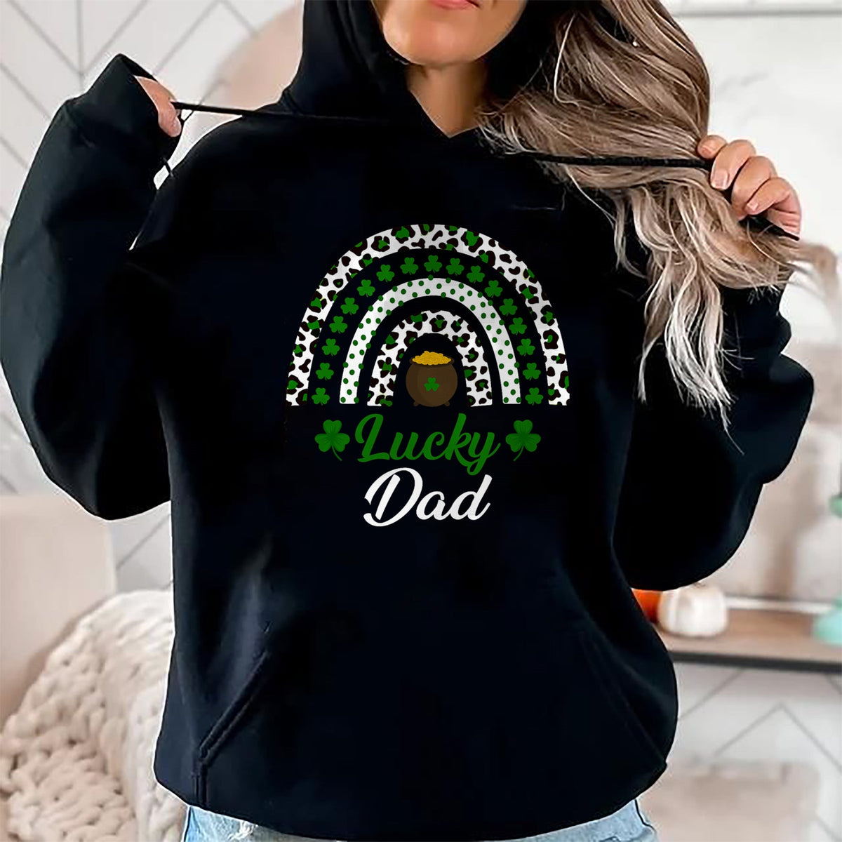 Gift for Dad Shirt, Funny Dad Unisex T-Shirt/Hoodie/Sweatshirt HLT00 – Lucky Dad Rainbow St Patricks Day Lucky Dad T-Shirt