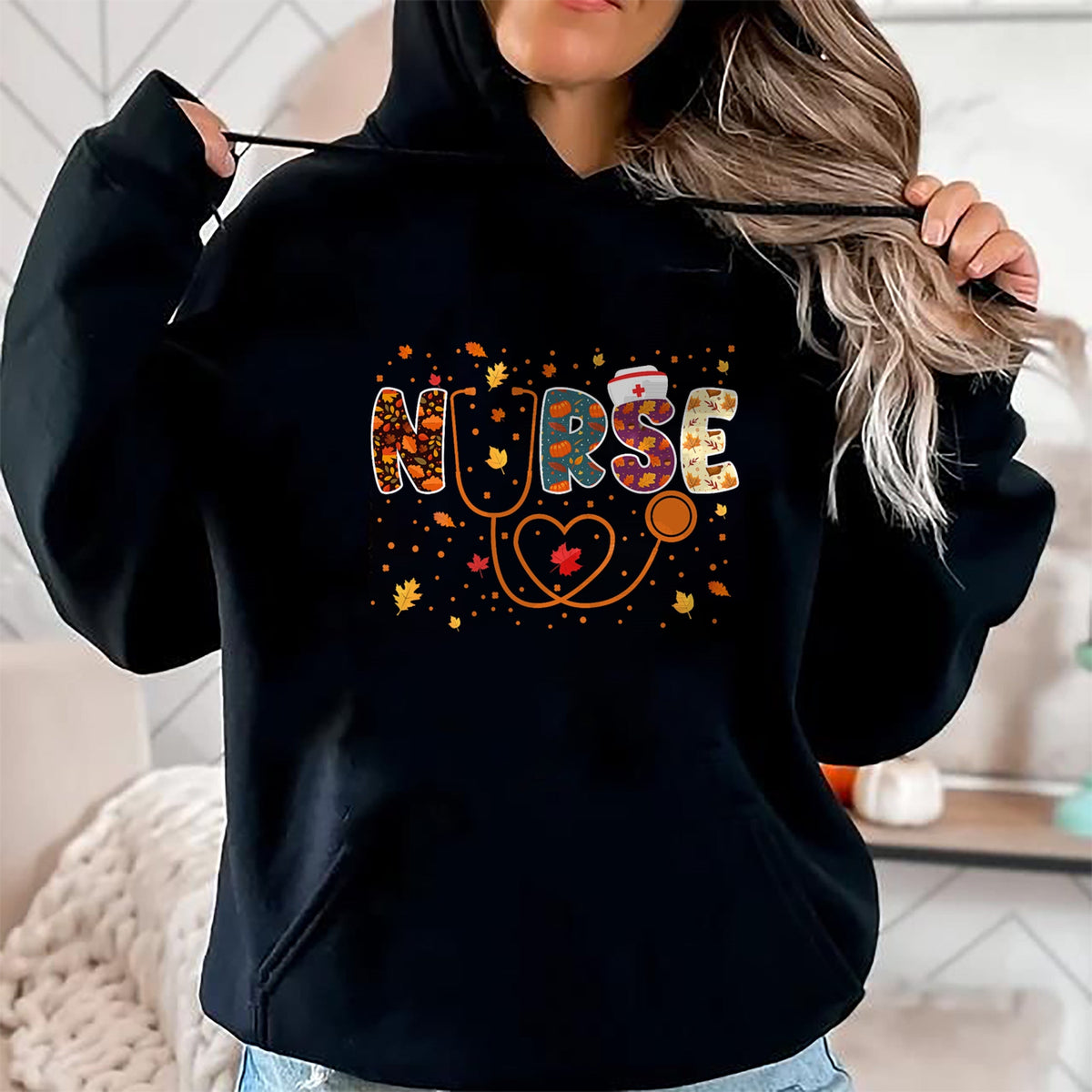 Funny Nurse Shirt, Nurse Unisex T-Shirt/Hoodie/Sweatshirt HLT00 - Nursing Thanksgiving Day Stethoscope Fall Nurse Costume T-Shirt