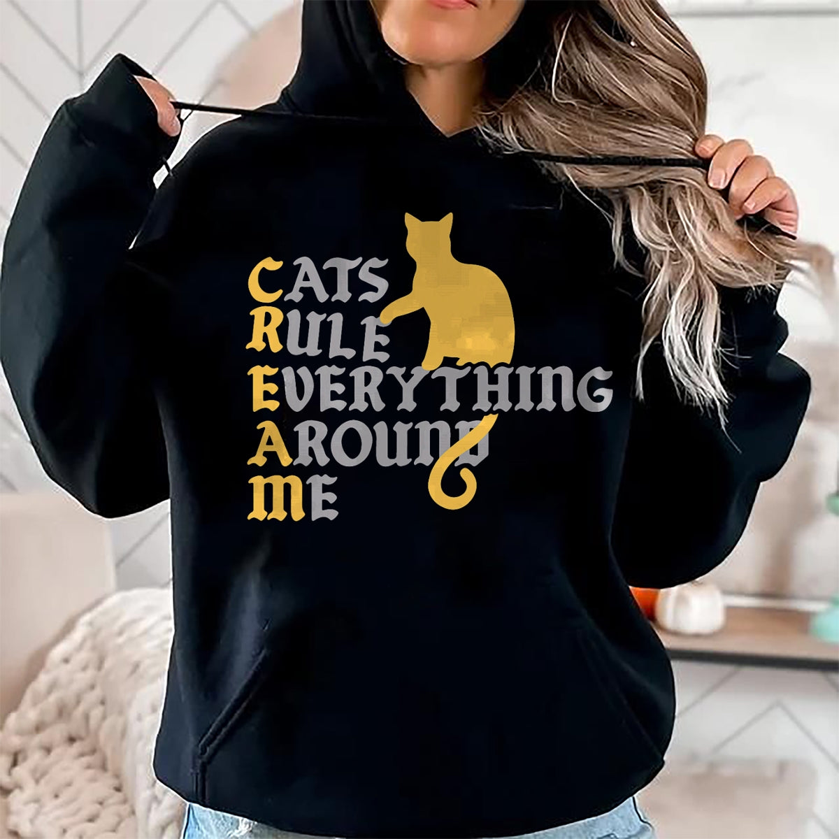 Cat Love Shirt, Funny Cat Lover Gift UnisexT-Shirt/Hoodie/Sweatshirt HLT00 - Cats Rule Everything Around Me Cat Daddy Vintage T-Shirt