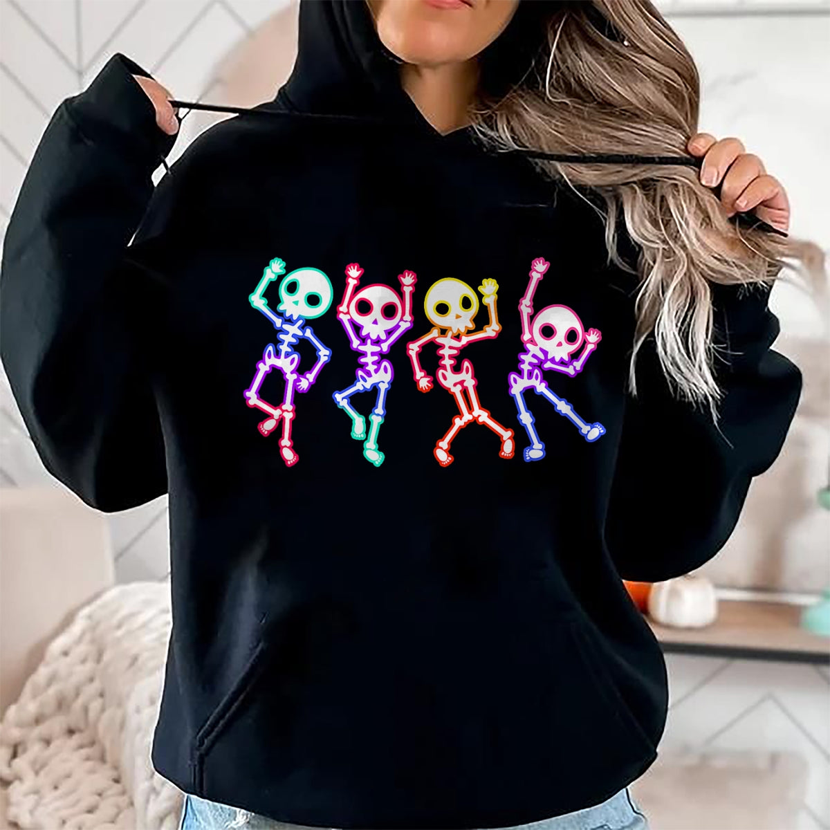 Best Thanksgiving Family Shirt , Funny Thanksgiving UnisexT-Shirt/Hoodie/Sweatshirt HLT00 - Glow in The Halloween Night Skeleton Funny Dancing Skeleton T-Shirt
