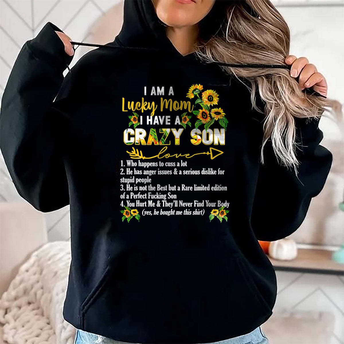 Gift for Mom Shirt, Funny Mom Unisex T-Shirt/Hoodie/Sweatshirt HLT00 - I Am A Lucky Mom I Have A Crazy Son Mother_s Day T-Shirt