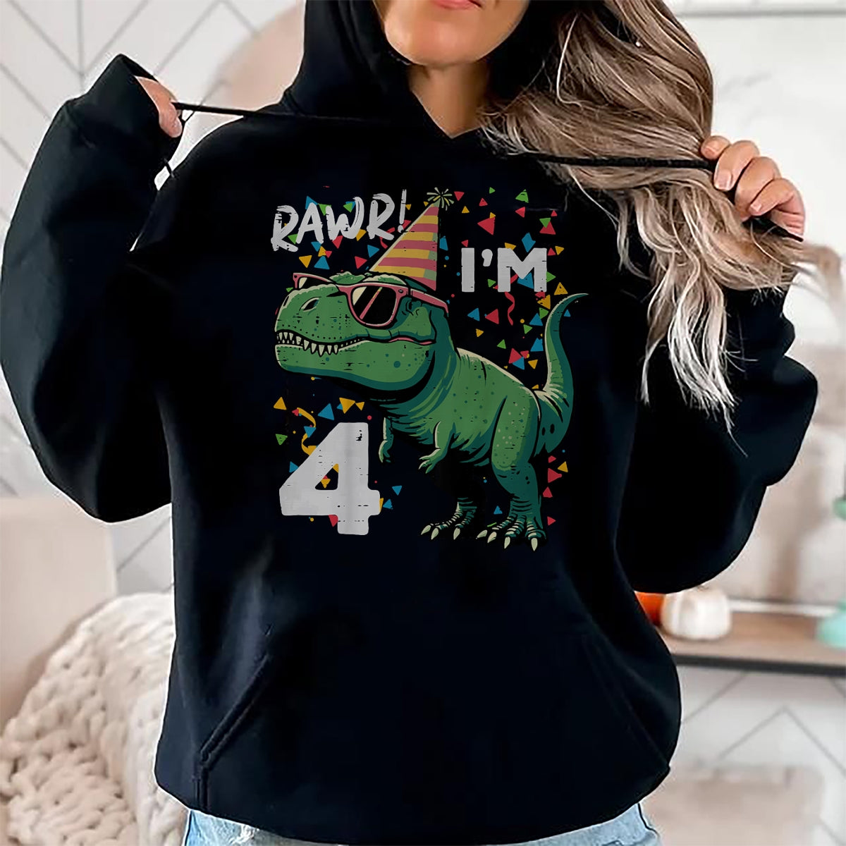 Best Dinosaur Lover Shirt, Funny Dinosaur UnisexT-Shirt/Hoodie/Sweatshirt HLT00 - Kids 4th Birthday Trex Rawr Im 4 Years Old Bday Dino Boys Kids T-Shirt