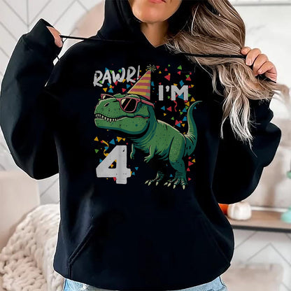 Best Dinosaur Lover Shirt, Funny Dinosaur UnisexT-Shirt/Hoodie/Sweatshirt HLT00 - Kids 4th Birthday Trex Rawr Im 4 Years Old Bday Dino Boys Kids T-Shirt