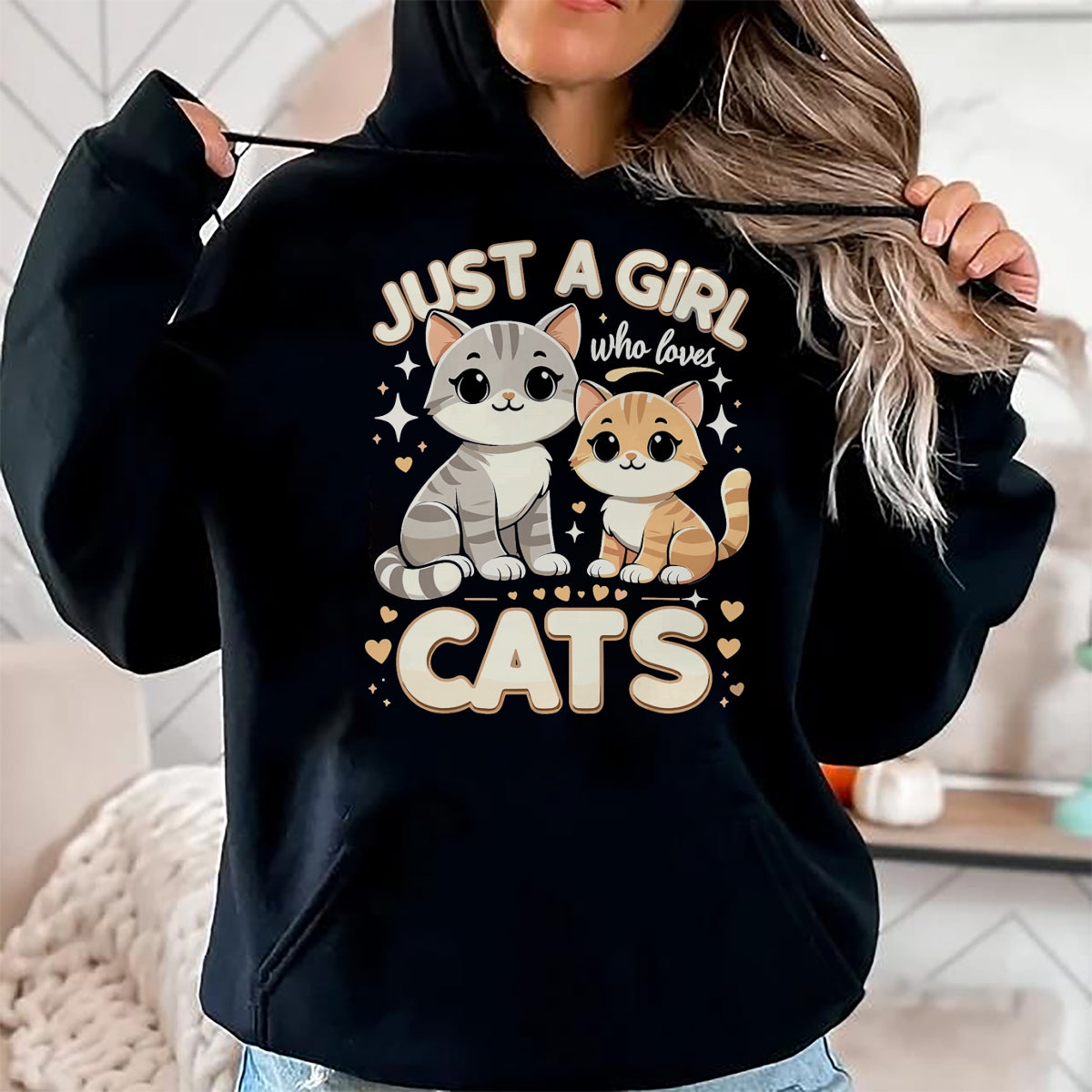Cat Love Shirt, Funny Cat Lover Gift UnisexT-Shirt/Hoodie/Sweatshirt HLT00 - Cute Cat Just A Girl Who Loves Cats T-Shirt