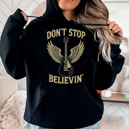 Guitar Lover Shirt, Funny Guitar UnisexT-Shirt/Hoodie/Sweatshirt HLT00 - Don’t Stop Believing 80s 90s Classic Rock Graphic T-Shirt