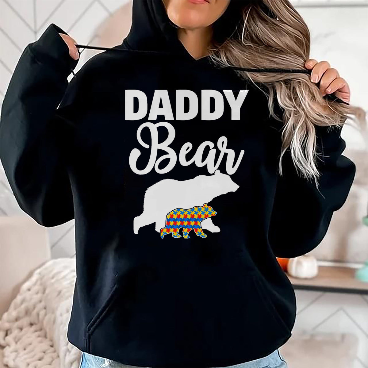 Gift for Dad Shirt, Funny Dad Unisex T-Shirt/Hoodie/Sweatshirt HLT00 – Daddy Bear Autism Awareness Shirt For Proud Autism Father T-Shirt