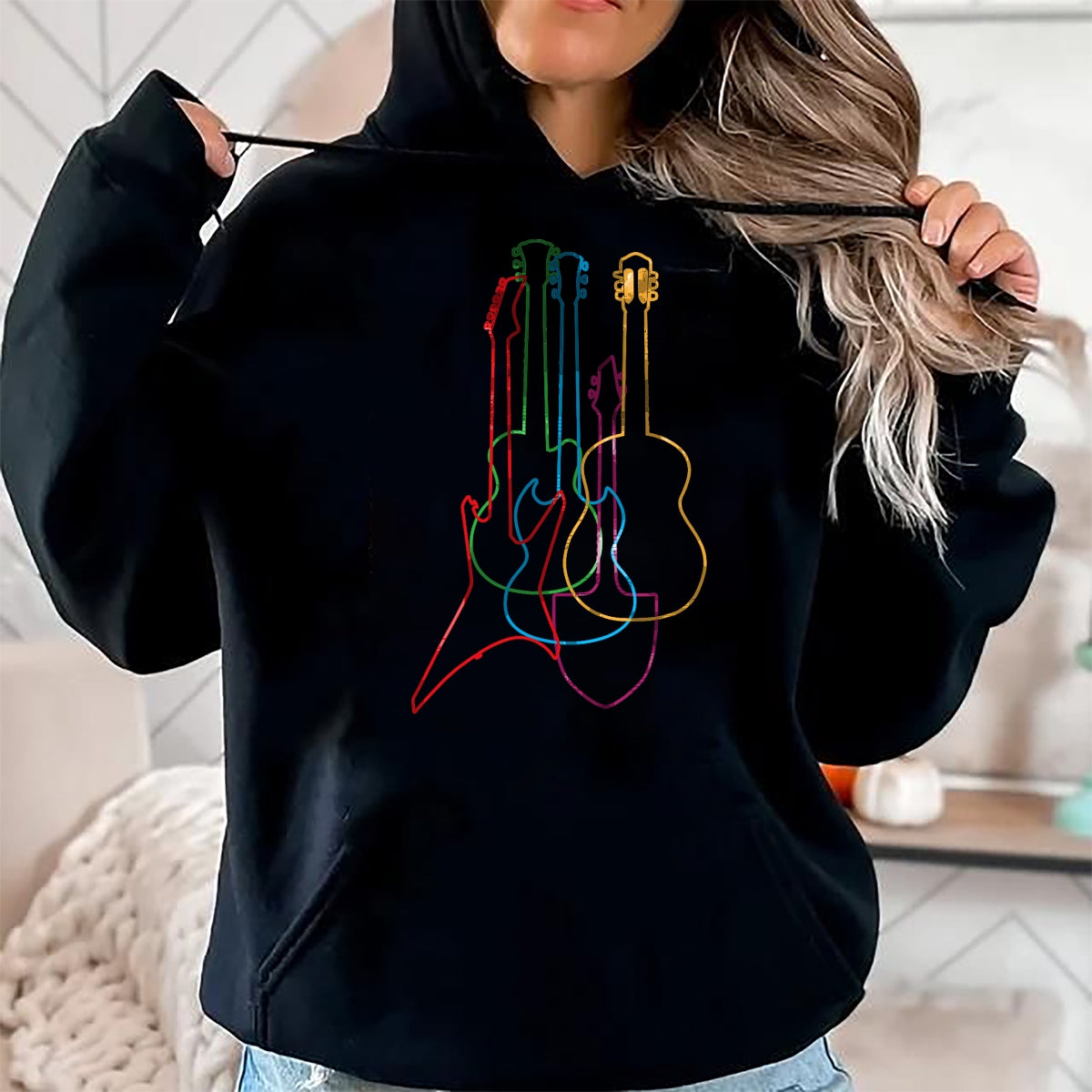 Guitar Lover Shirt, Funny Guitar UnisexT-Shirt/Hoodie/Sweatshirt HLT00 - UAB KIDKIS Colored Guitars Electric Acoustic Classical Gift T-Shirt - Black - S - Unisex - Short Sle