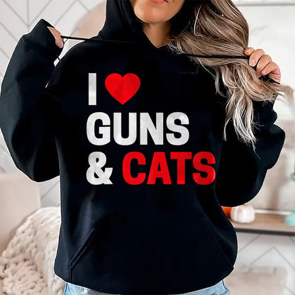 Cat Love Shirt, Funny Cat Lover Gift UnisexT-Shirt/Hoodie/Sweatshirt HLT00 - Cat Lovers Gifts for Men _ Women Funny I Love Guns _ Cats T-Shirt (1)