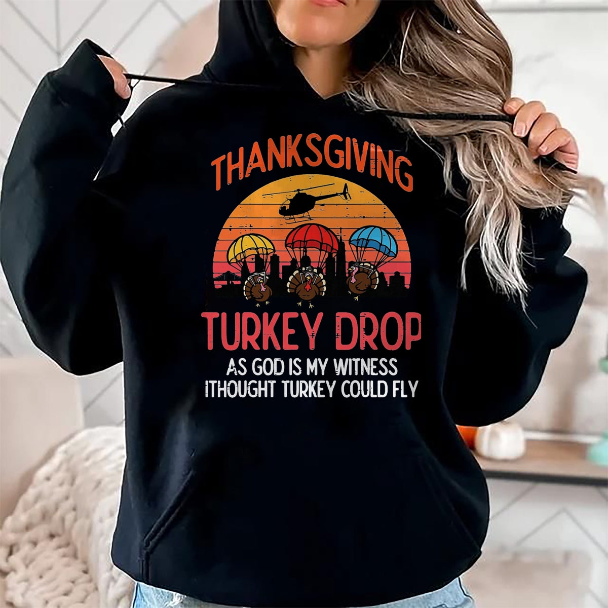 Best Thanksgiving Family Shirt , Funny Thanksgiving UnisexT-Shirt/Hoodie/Sweatshirt HLT00 - Thanksgiving Turkey Drop Retro Meme Fall Women Men Kids T-Shirt, Men, Black, 3X-Large