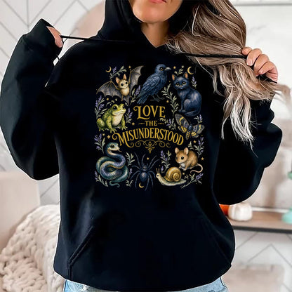 Cat Love Shirt, Funny Cat Lover Gift UnisexT-Shirt/Hoodie/Sweatshirt HLT00 - Love The Misunderstood Bat Raven Cat Snake Spider Moth Frog T-Shirt