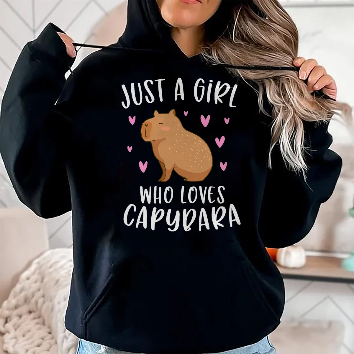 Cute Capybara Shirt, Funny Capybara Unisex T-Shirt/Hoodie/Sweatshirt HLT00 - Cute Capybara Just A Girl Who Loves Capybara T-Shirt