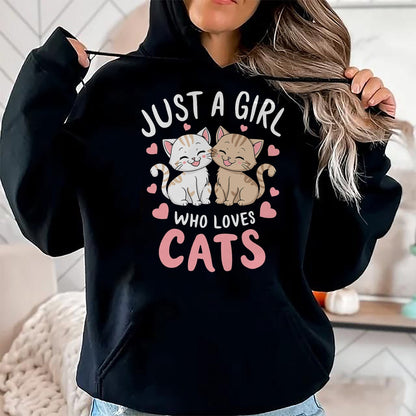 Cat Love Shirt, Funny Cat Lover Gift UnisexT-Shirt/Hoodie/Sweatshirt HLT00 - Cat Lover Just A Girl Who Loves Cats T-Shirt (1)