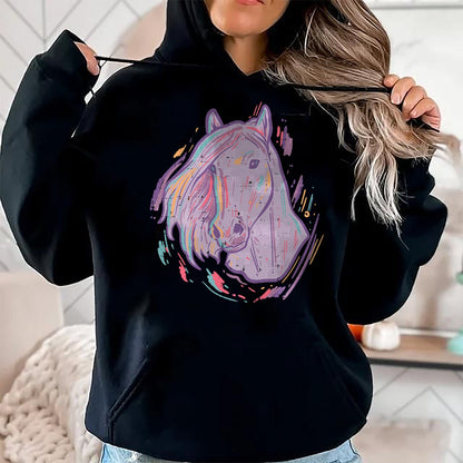 Best Horse Lover Shirt , Funny Horse UnisexT-Shirt/Hoodie/Sweatshirt HLT00 - Purple Horse Painting Animal Art Equestrian Men Women Kids T-Shirt