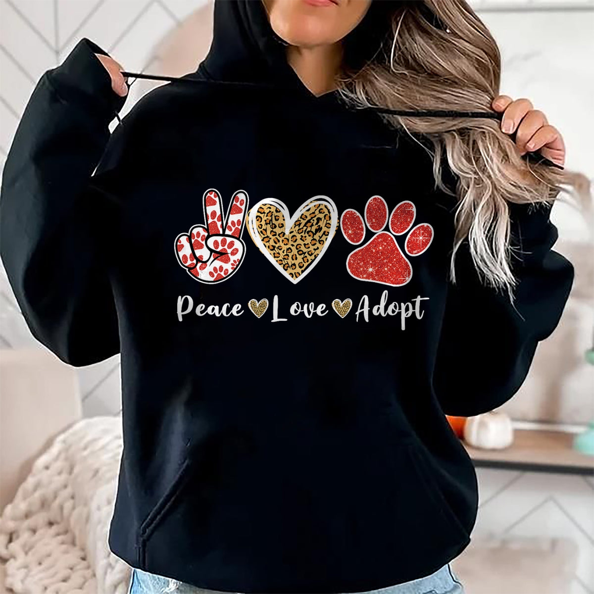 Cat Love Shirt, Funny Cat Lover Gift UnisexT-Shirt/Hoodie/Sweatshirt HLT00 - Ki Peace Love Rescue Adopt Dog Cat Lover Costume Puppy Mom T-Shirt