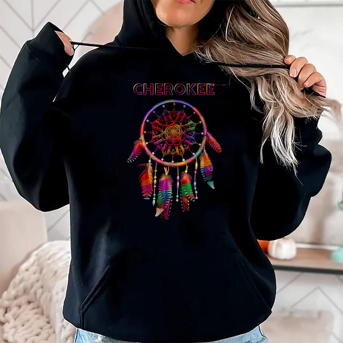 Native American T-Shirts, Vintage Native American Unisex T-Shirt/Hoodie/Sweatshirt HLT00 - Cherokee Native American Indian Colorful Dreamcatcher Tribal