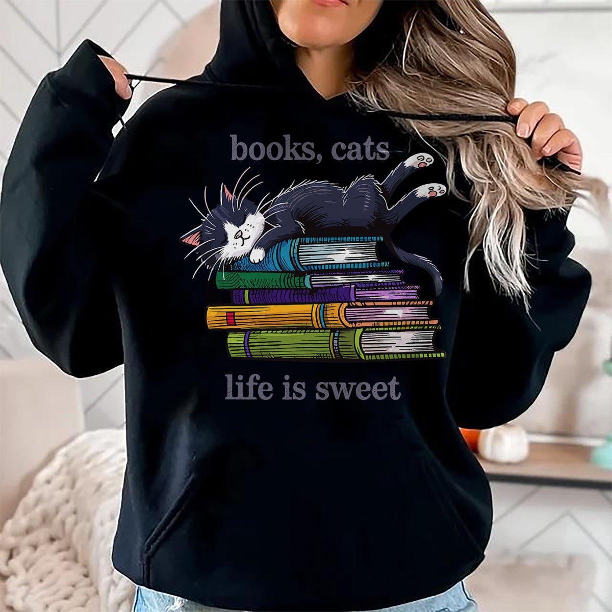 Cat Love Shirt, Funny Cat Lover Gift UnisexT-Shirt/Hoodie/Sweatshirt HLT00 - Funny Cats Books Lover Men Women T-Shirt