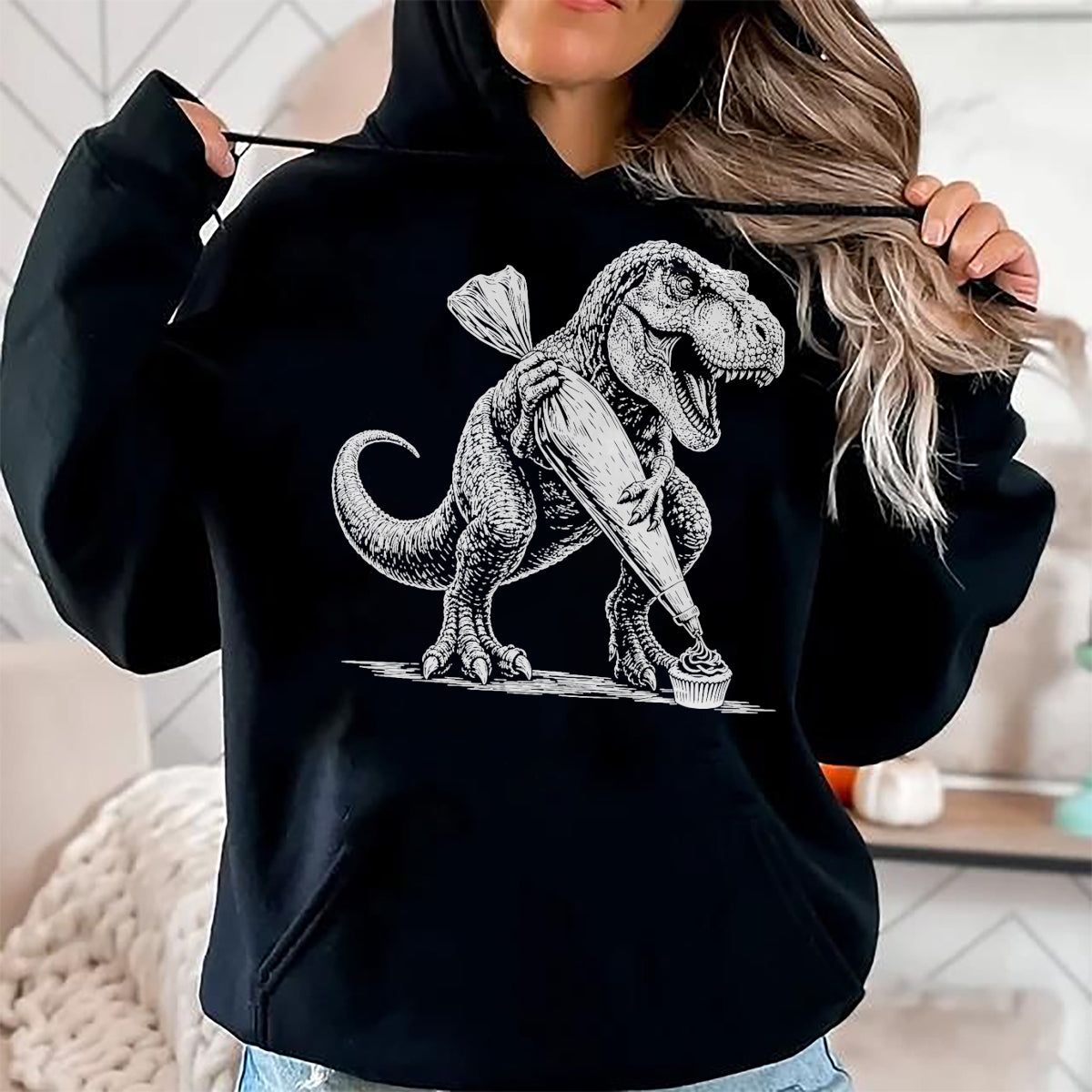 Best Dinosaur Lover Shirt, Funny Dinosaur UnisexT-Shirt/Hoodie/Sweatshirt HLT00 - T-Rex Baking Cupcake Dinosaur Pastry Chef Cook T-Shirt