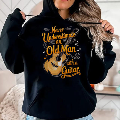Guitar Lover Shirt, Funny Guitar UnisexT-Shirt/Hoodie/Sweatshirt HLT00 - Never Underestimate an Old Man with A Guitar Player T-Shirt, Men, Black, 3X-Large
