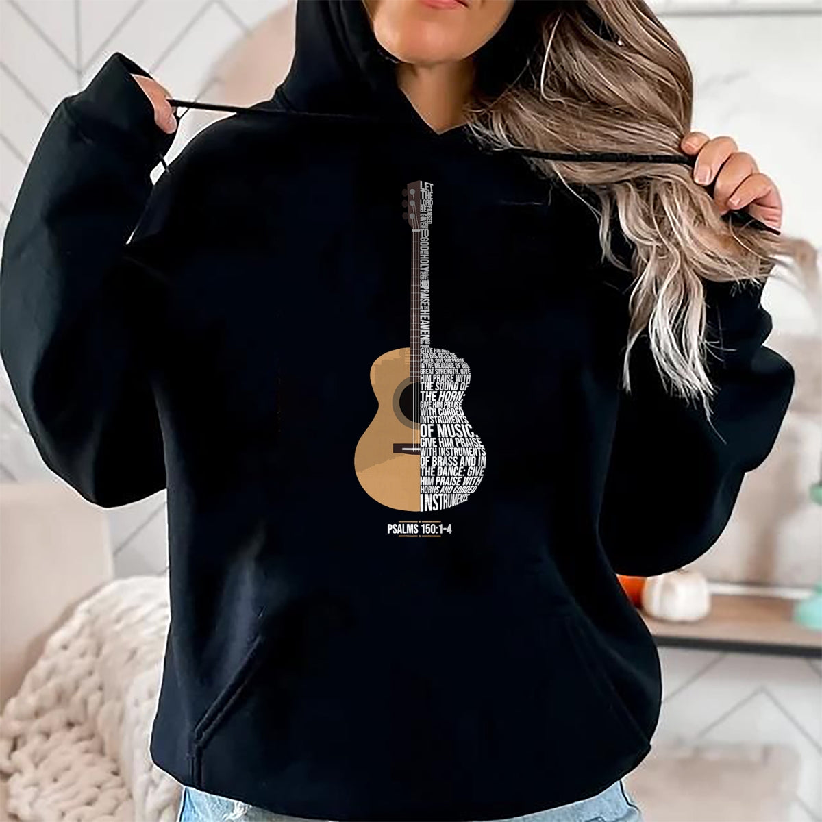 Guitar Lover Shirt, Funny Guitar UnisexT-Shirt/Hoodie/Sweatshirt HLT00 - Praise Him with The Strings Psalm 150 Acoustic Guitar Player T-Shirt