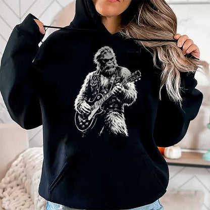 Guitar Lover Shirt, Funny Guitar UnisexT-Shirt/Hoodie/Sweatshirt HLT00 - Vintage Bigfoot Playing Guitar Funny Sasquatch Rock Music T-Shirt (1)