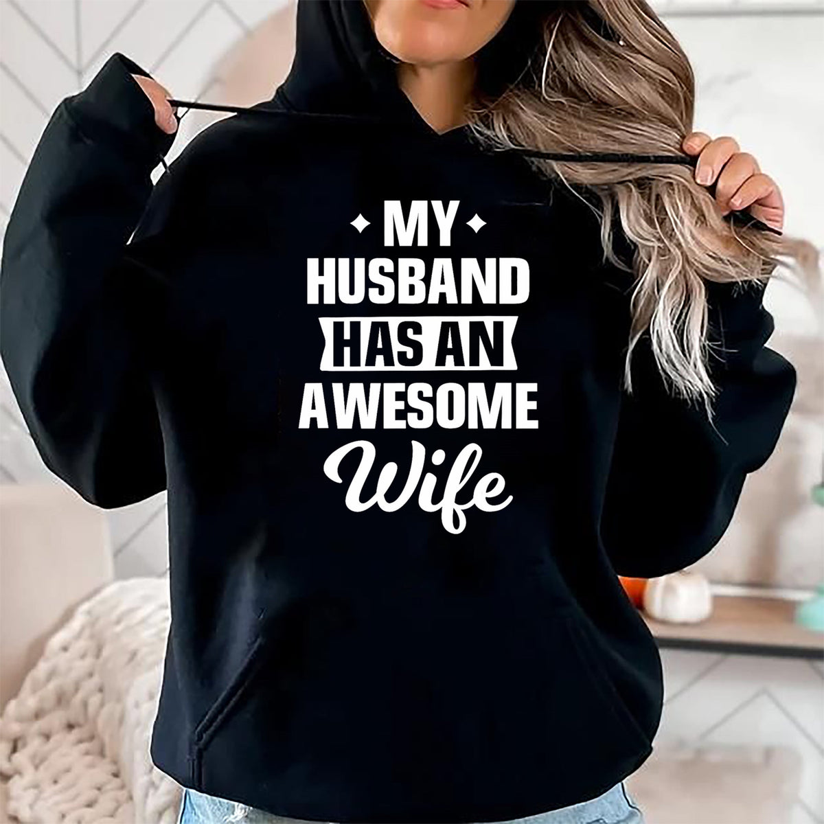 Best Wife Shirt, Wife and Husband Unisex T-Shirt/Hoodie/Sweatshirt HLT00 - My Husband Has An Awesome Wife Funny T-Shirt (1)