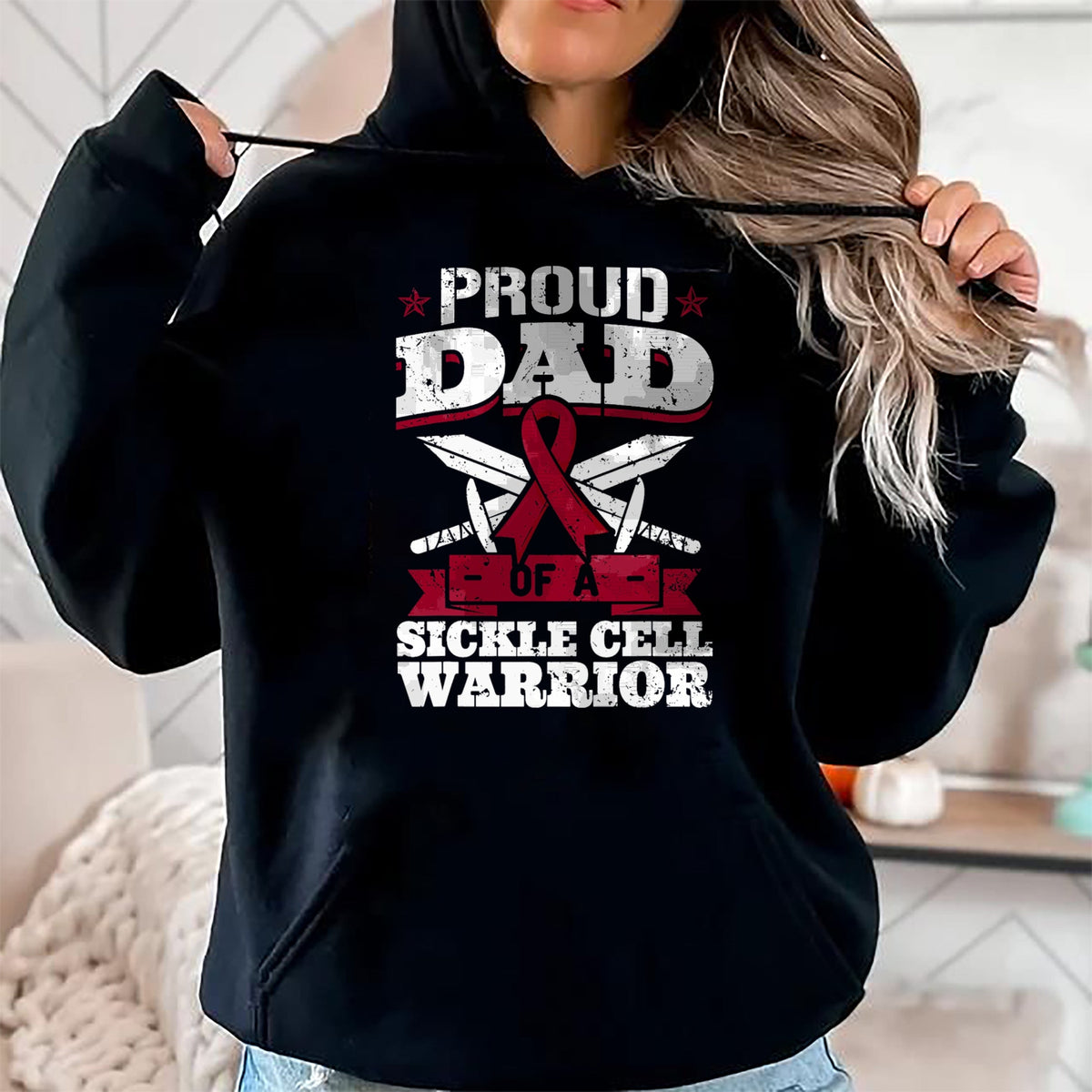 Gift for Dad Shirt, Funny Dad Unisex T-Shirt/Hoodie/Sweatshirt HLT00 – Proud Dad Of A Sickle Cell Warrior SCD Awareness Father T-Shirt
