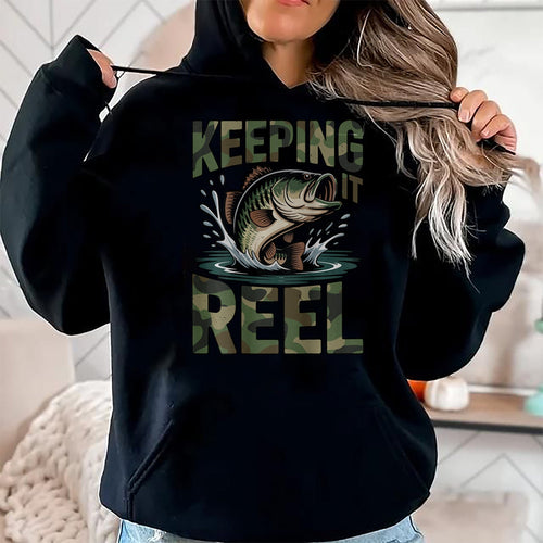 Funny Fishing Shirt, Gift For Fishing Lover Unisex T-Shirt/Hoodie/Sweatshirt HLT00 - Youth Camo Fishing Bass Fish Keeping It Reel Funny Fishing T-Shirt