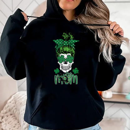 Gift for Mom Shirt, Funny Mom Unisex T-Shirt/Hoodie/Sweatshirt HLT00 - Lucky Mom St Patricks Day Irish Sugar Skull Head Gift Womens T-Shirt