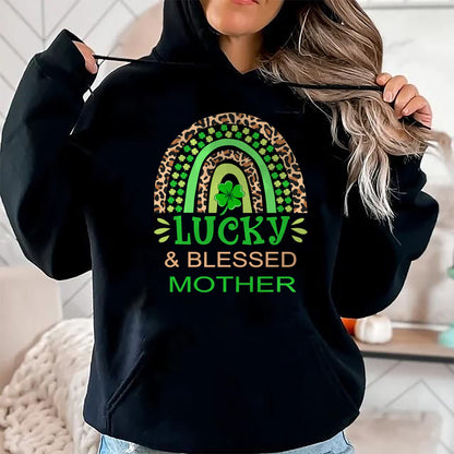 Gift for Mom Shirt, Funny Mom Unisex T-Shirt/Hoodie/Sweatshirt HLT00 - One Lucky Mom St. Patricks Day Blessed Mother Mama T-Shirt