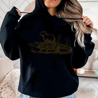 Cute Capybara Shirt, Funny Capybara Unisex T-Shirt/Hoodie/Sweatshirt HLT00 - Funny Capybara Riding an Alligator Men Women Capybara T-Shirt