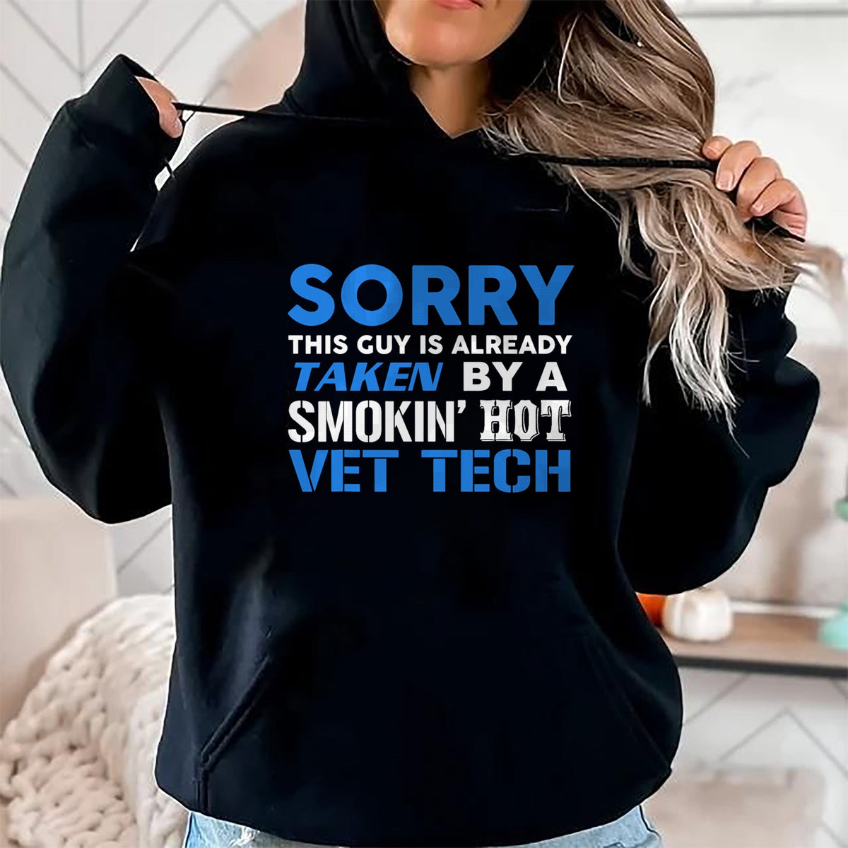 Best Wife Shirt, Wife and Husband Unisex T-Shirt/Hoodie/Sweatshirt HLT00 - This Guy Taken By A Smokin Hot Vet Tech Husband T-Shirt
