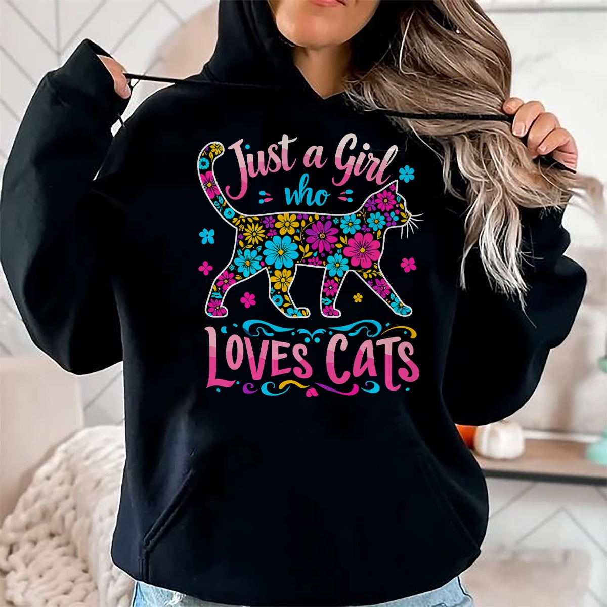 Cat Love Shirt, Funny Cat Lover Gift UnisexT-Shirt/Hoodie/Sweatshirt HLT00 - Cat Cute Just A Girl Who Loves Cats T-Shirt (1)