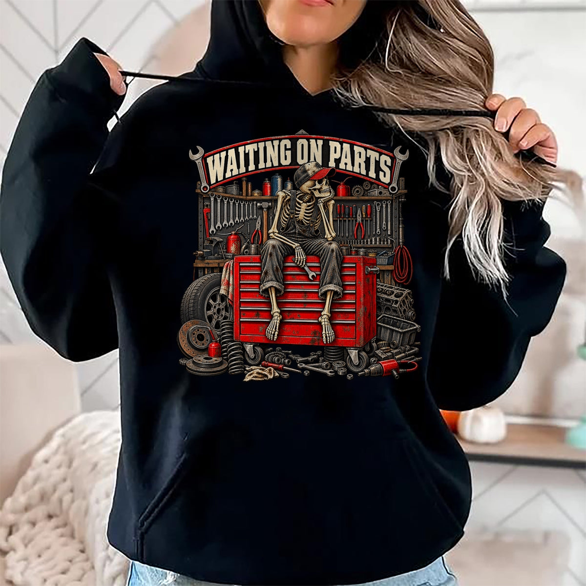 Best Mechanic Life Shirt, Funny Mechanic UnisexT-Shirt/Hoodie/Sweatshirt HLT00 - Waiting On Parts Car Mechanic Skeleton Auto Repair T-Shirt