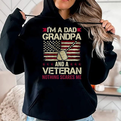 Proud Veteran Shirt, Funny Veteran UnisexT-Shirt/Hoodie/Sweatshirt HLT00 - I_m a Dad Grandpa and a Veteran Nothing Scares me T-Shirt, Men, Navy Blue, 3X-Large