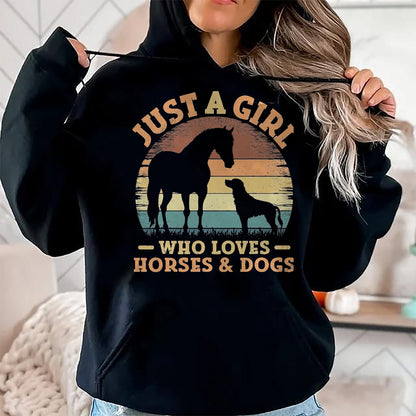 Best Horse Lover Shirt , Funny Horse UnisexT-Shirt/Hoodie/Sweatshirt HLT00 - Just A Girl Who Loves Horses and Dogs Women Girls T-Shirt, Men, Black, 3X-Large