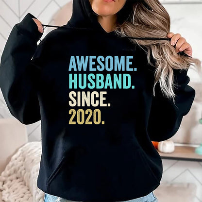 Best Wife Shirt, Wife and Husband Unisex T-Shirt/Hoodie/Sweatshirt HLT00 - Awesome Husband Since 2020 4th wedding anniversary 4 years T-Shirt