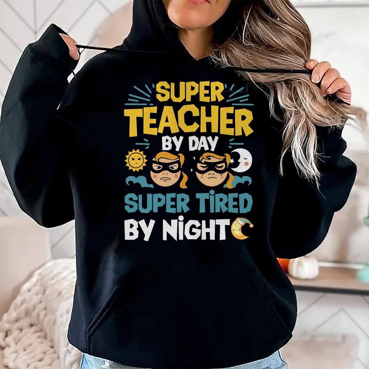 Best Teacher Shirt, Funny Teacher UnisexT-Shirt/Hoodie/Sweatshirt HLT00 - Super Teacher By Day Super Tired By Night Superheroes School T-Shirt
