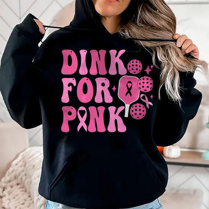 Funny Pickleball Shirt, Pickleball Lover Unisex T-Shirt/Hoodie/Sweatshirt HLT00 - Dink for Pink Breast Cancer Awareness Pickleball Ribbon Pink T-Shirt, Men, Black, 3X-Large