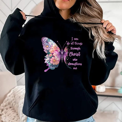 Christian Tee, Christian Faith Unisex T-Shirt/Hoodie/Sweatshirt HLT00 - I Can Do All Things Through Christ Pretty Butterfly T-Shirtall T-Shirt (Copy)