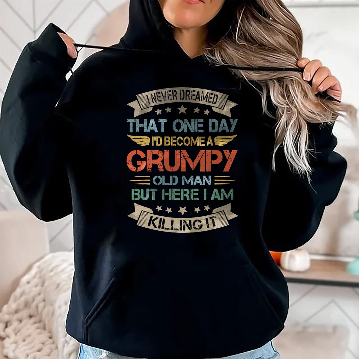 Best Grandpa Shirt, Proud Grandpa Unisex T-Shirt/Hoodie/Sweatshirt HLT00 - I Never Dreamed That I'd Become A Grumpy Old Man Grandpa T-Shirt