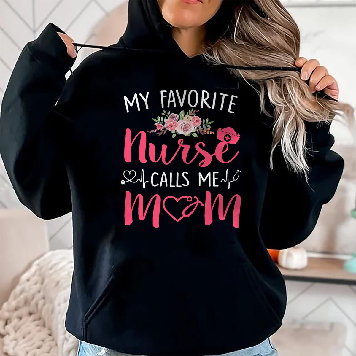 Funny Nurse Shirt, Nurse Unisex T-Shirt/Hoodie/Sweatshirt HLT00 - Women My Favorite RN Nurse Calls Me Mom Mothers Day Daughter T-Shirt
