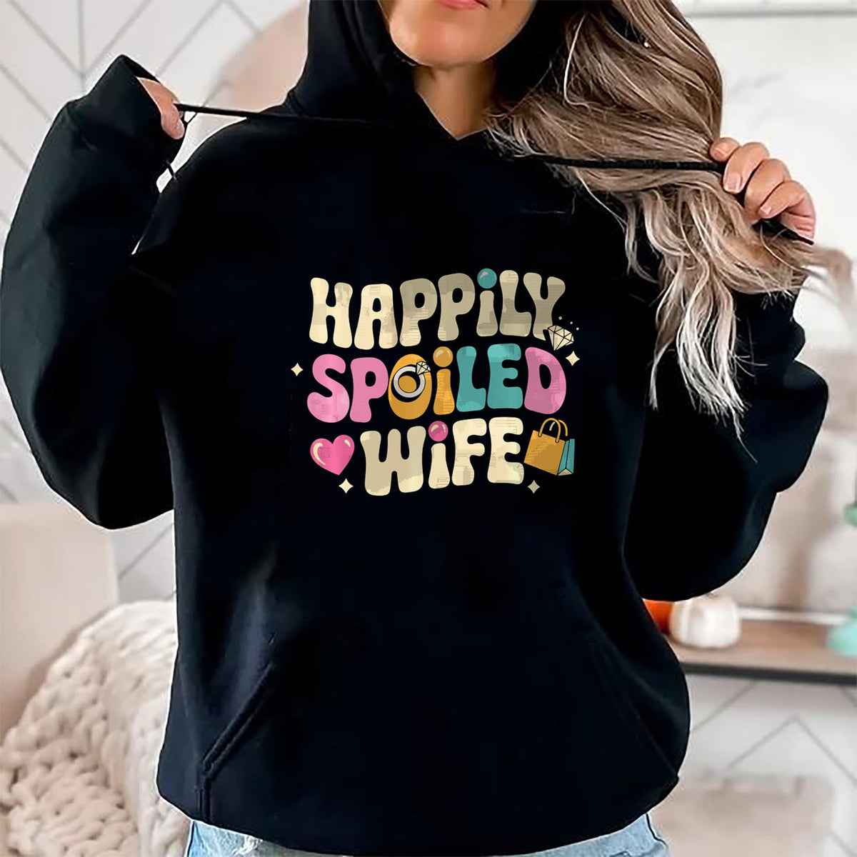 Best Wife Shirt, Wife and Husband Unisex T-Shirt/Hoodie/Sweatshirt HLT00 - Gift for wife T shirt, spoiled wife   Spoiled Wife Husband Happily Spoiled Wife Sweatshirt